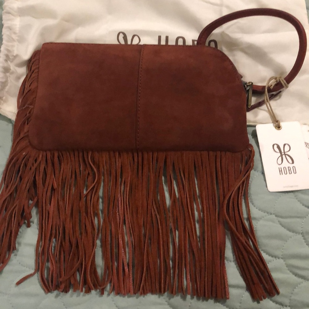 Hobo Wristlet Purse in Cinnabar Suede NWT